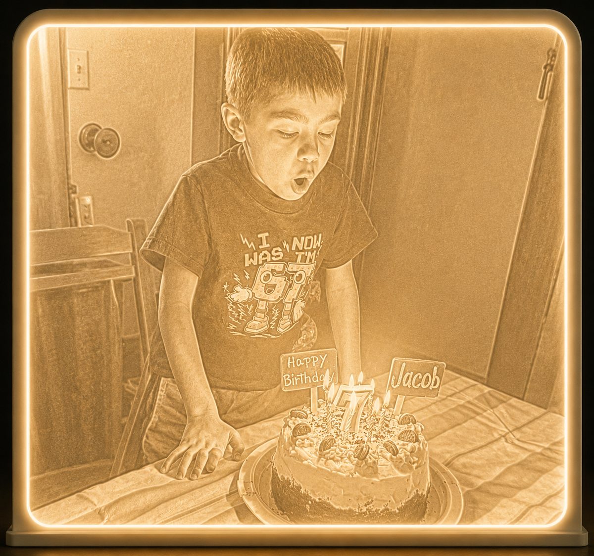 Jacob blowing out birthday candles