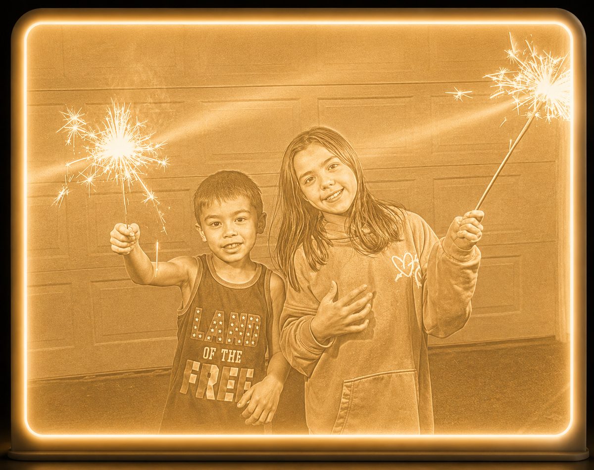 Jacob and Stella with sparklers